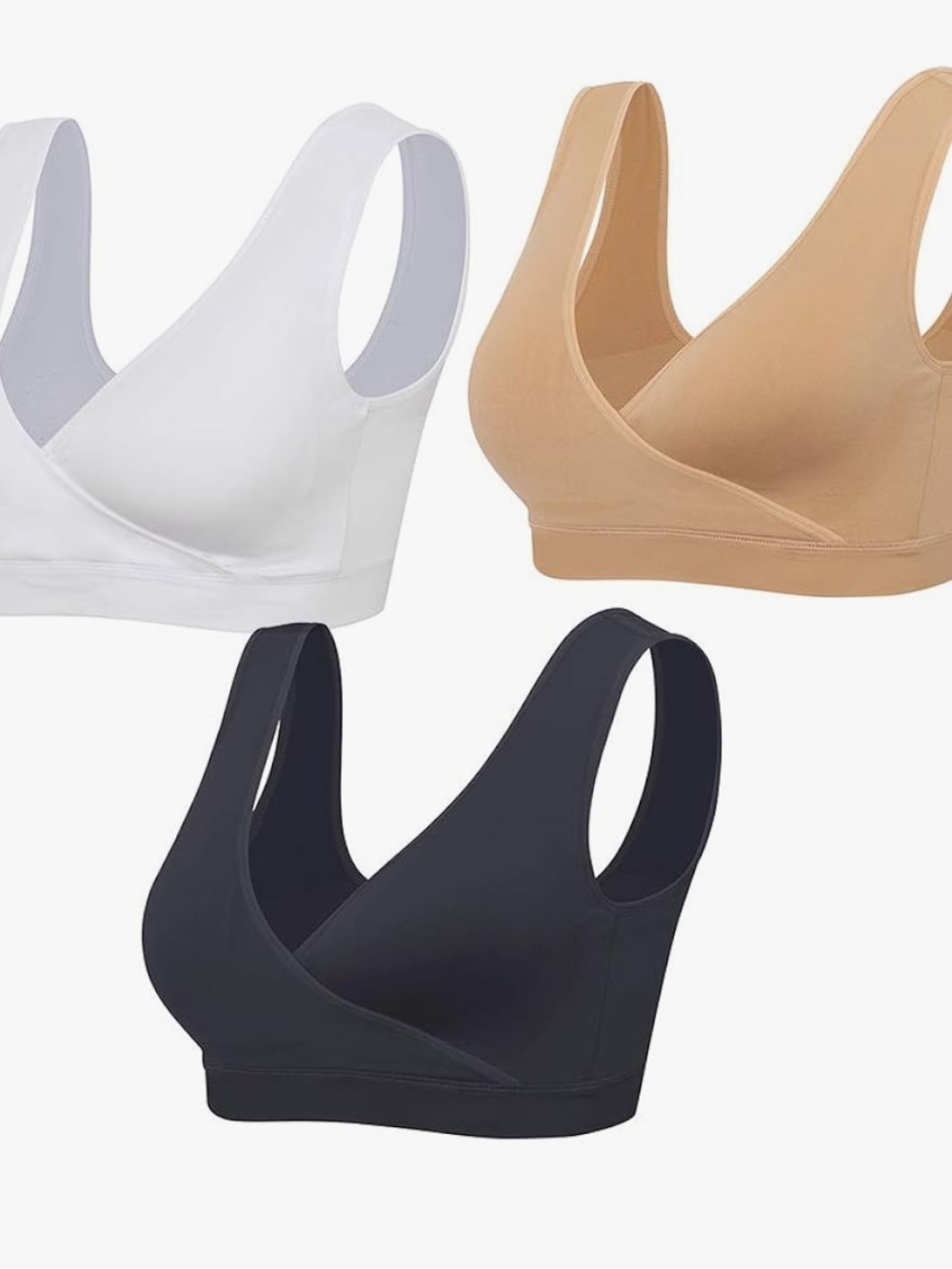 Nursing Sleep Bra 3-Pack - White, Nude, Black